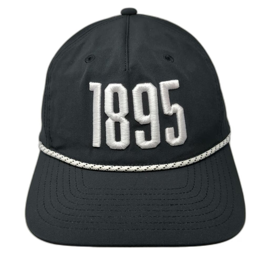 Swannies Golf 5 Panel Black Hat One Size 1895 Rope Performance Snapback Cap